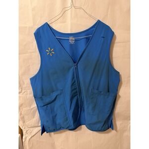 Walmart Vest Unisex XL Blue Employee Store Associate Full Zip Embroidered